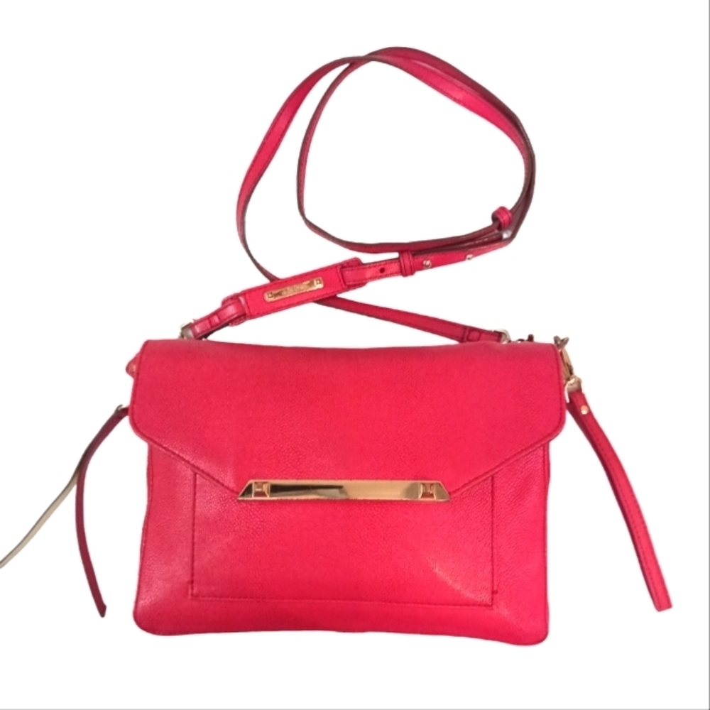 Stella & Dot Red Pebbled Leather Crossbody Bag